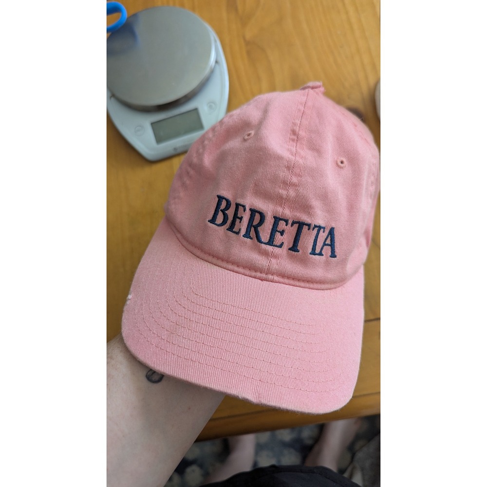 Beretta Pink Flexfit Baseball‎ Cap Embroidered Logo Stretch Fit Hat Salmon